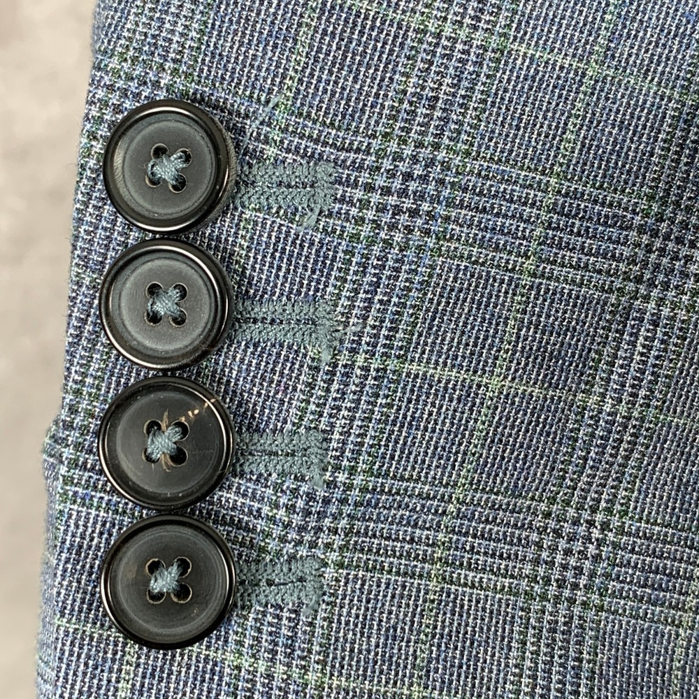 Billy Reid Blazer Men 40L Blue Windowpane Glen Check Sport Coat Unstructered - Picture 4 of 16